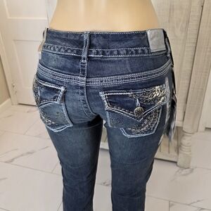 Maurices Dark Blue Skinny Jeans with Silver Accents